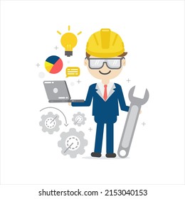 Ingeniero de negocios, infografía Construcción, diseño de caricaturas.