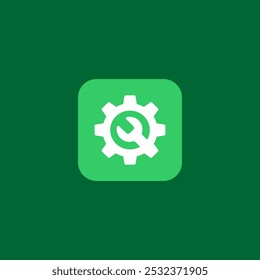 Business Engineering Equipment icon concept vector design illustration on green background EPS 10 File color editable