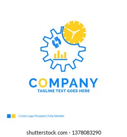 Business, engineering, management, process Blue Yellow Business Logo template. Creative Design Template Place for Tagline.