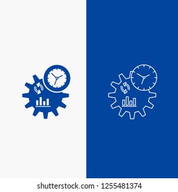 Business, engineering, management, process Line and Glyph web Button in Blue color Vertical Banner for UI and UX, website or mobile application