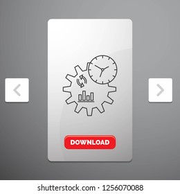 Business engineering management, process Line Icon in Carousal Pagination Slider Design & Red Download Button