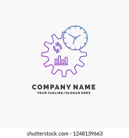 Business, engineering, management, process Purple Business Logo Template. Place for Tagline