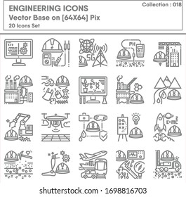 Business Engineering and Manufacturing Factory Icon Set, Universal Industrial Development and Engineer Occupation Icons Design. Business Industry and Career Jobs Concept