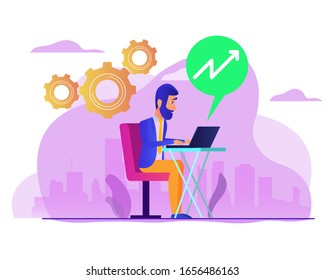 Business enhancement reporting. Business graph statistics flat vector illustration design. Business data analysis. Financial research report, market stats