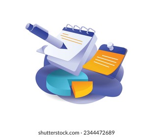 Business enterprise data analysis records  flat and isometric illustration