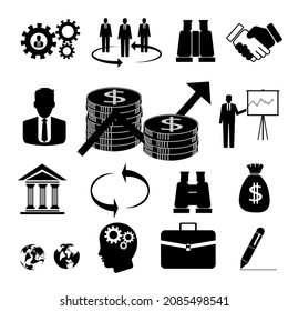 Business And Enterprise Icons. Black Scribble Design. Vector Illustration. Credit union icons se