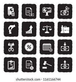Business And Enterprise Icons. Grunge Black Flat Design. Vector Illustration. 