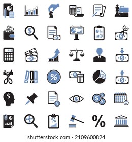 Business And Enterprise Icons. Two Tone Flat Design. Vector Illustration.