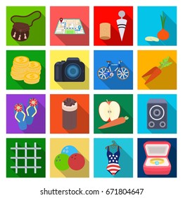 business, entertainment, concerts and other web icon in flat style, betrothal, trade, travel,. icons in set collection.