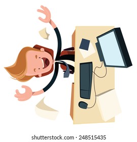 Business enthusiasm at work desk vector illustration cartoon character
