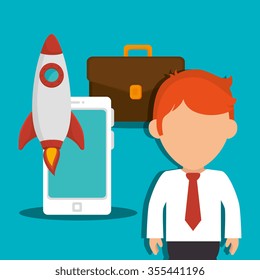 Business entrepreneur and start up company graphic design, vector illustration