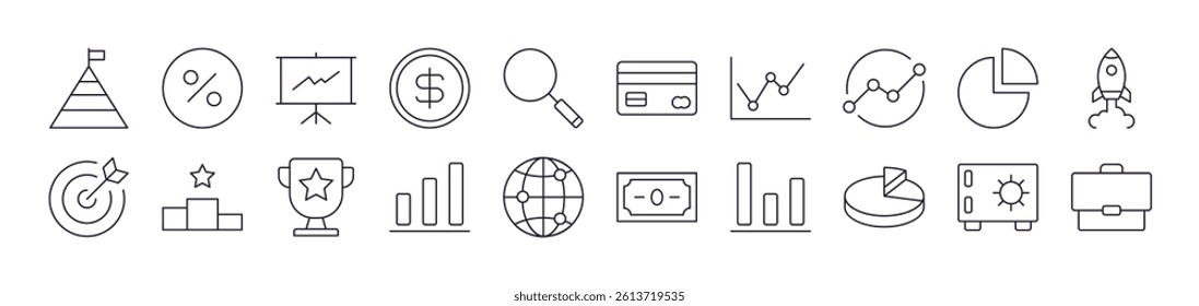 Business, Entrepreneurship, Startup Outline Icon Collection. Editable Stroke. Perfect for Infographics, Articles, Books, Flyers, Banners