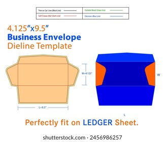 Business Envelope Dieline Template With 3d Design