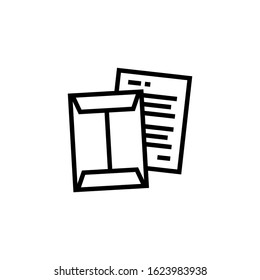 Business envelope finance icon vector in outline, lineart style on white background