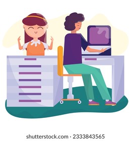 Business environment concept with pair of characters working together Vector