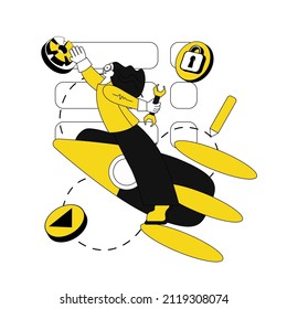 business environment. Work on speeding up processes. Finance, economics, banking, success, personal security concept infographic illustration. Development and development of mobile applications.
