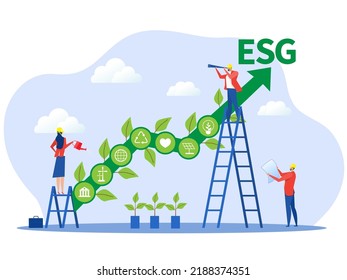 Business ESG Or Ecology Problem Concept, Business Invest Energy Sources. Preserving Resources Of Planet. Cartoon Modern Flat Vector Illustration