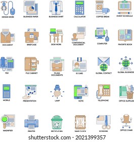 Business Essential flat colour collection icon set
