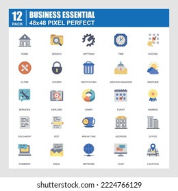 business essential  simple set-vector flat icons