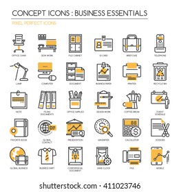 Business Essentials , Thin Line and Pixel Perfect Icons