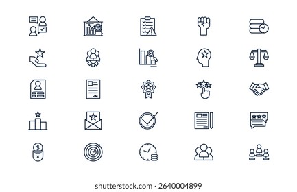Business ethical icon illustrating corporate integrity and responsible decision making in outline style