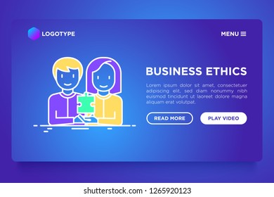 Business ethics concept: people of different nationalities working together. Recruitment service, gender employment. Modern vector illustration, web page template.