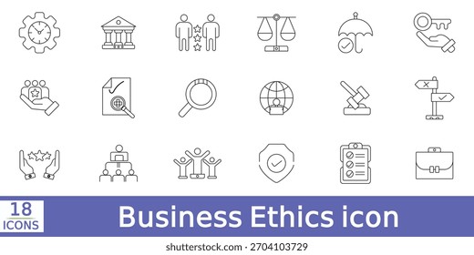 Business ethics icon set. Editable line icons. Vector illustration.