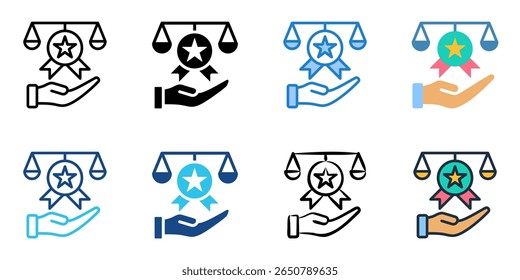 Business ethics icon set multiple style collection 
