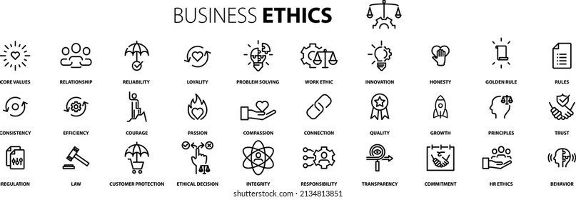 Business Ethics Icon Set, Vector illustration - Shutterstock ID 2134813851