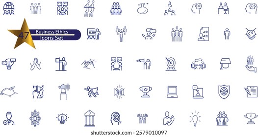 Business Ethics Line editable icons set.