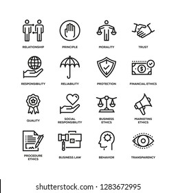 BUSINESS ETHICS LINE ICON SET - Shutterstock ID 1283672995
