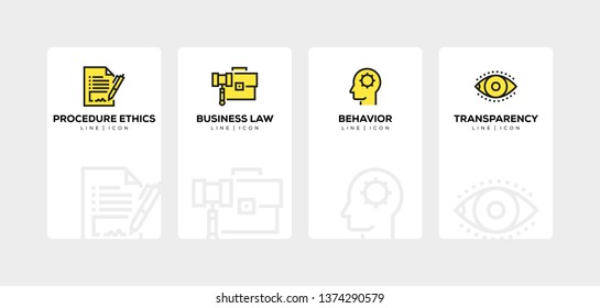 BUSINESS ETHICS LINE ICON SET