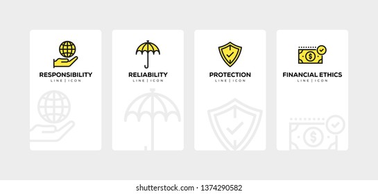 BUSINESS ETHICS LINE ICON SET