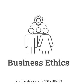 Business Ethics Solid Icon with people sharing ideas.