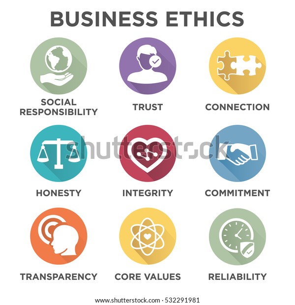 Business Ethics Solid Icon Set Isolated Stock Vector (Royalty Free ...