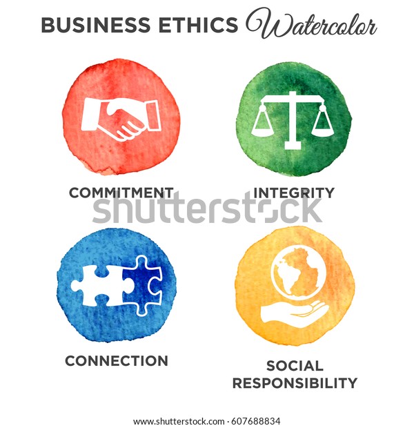 Business Ethics Solid Icon Set Stock Vector (Royalty Free) 607688834