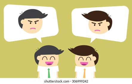 Business etiquette forbids show negative emotions. Insincere partnership, Businessman handshake, illustration vector design. smile, crafty