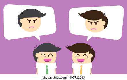 Business etiquette forbids show negative emotions. Insincere partnership, Businessman, illustration vector design. smile, crafty