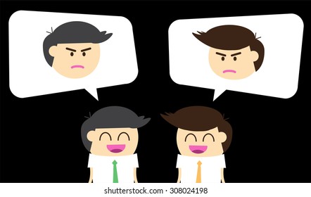 Business etiquette forbids show negative emotions. Insincere partnership, Businessman, illustration vector design. smile, crafty