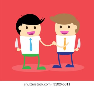 Business etiquette forbids show negative emotions. Insincere partnership, Businessman, illustration vector design. smile, crafty, ungrateful, unthankful, recreant, treacherous, renegade, feline, knife