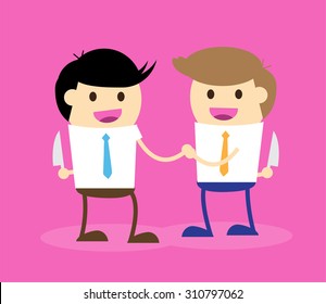 Business etiquette forbids show negative emotions. Insincere partnership, Businessman, illustration vector design. smile, crafty. recreant, treacherous, renegade, feline. betray, revolt, betray