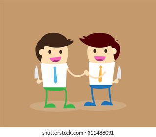 Business etiquette forbids show negative emotions. Insincere partnership, Businessman, illustration vector design. smile, crafty. recreant, treacherous, renegade, feline. betray, revolt, betray