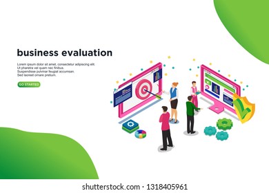 Business evaluation isometric vector illustration concept. can use for, template, ui, landing page,  hero header, mobile app, banner, poster, flyer - Vector