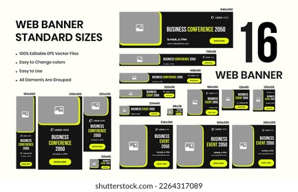 Business event creative web set banner template design for social media posts, vector eps 10 file, minimal banner design