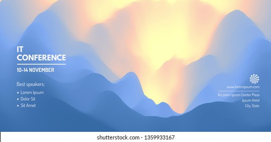 Plantilla de invitación a eventos empresariales. Se puede utilizar para cursos en línea, clases magistrales, seminarios, presentaciones, seminarios web o conferencias. Ilustración vectorial para la página de banner, afiche, volante y revista. 