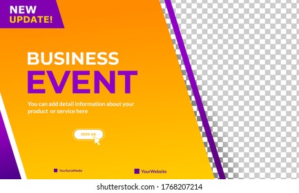 Business event - Modern Social media post template with orange and purple colors design. Fit for promotion your business event or sale.