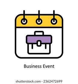Vector de evento de negocio Icono de diseño de esquema relleno. Símbolo de administración de eventos en el archivo EPS 10 de fondo blanco