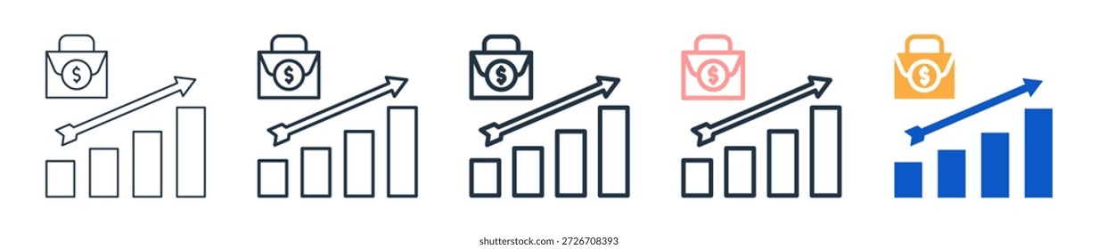 Business Evolution verschiedene Stil-Symbole setzen Vektorgrafik.