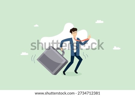 Business Executive Running with Briefcase and Hurrying to Work