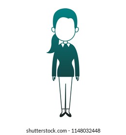 Business executive woman in blue lines